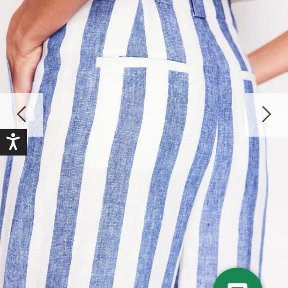 Boden Westbourne wide leg blue and white stripe linen trousers sz 6 - Picture 3 of 11